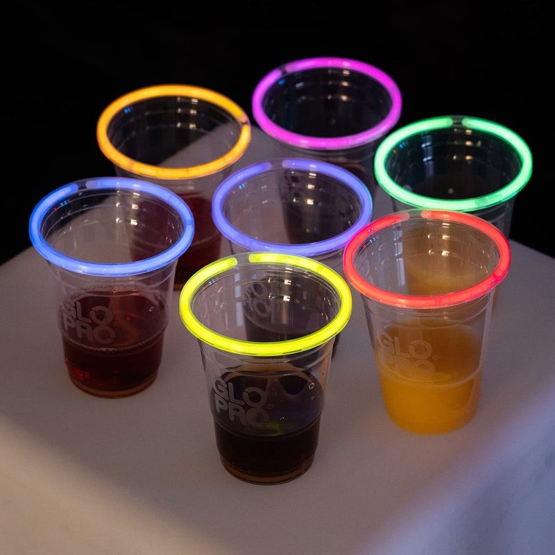 GloPRO Glo Pro Glow Party Cups 20 Pack 16oz Light Up Neon Cups with Glow Sticks, Glow in the Dark Blacklight Party Supplies for Birthdays, Weddings, Bars & Raves - Image 4